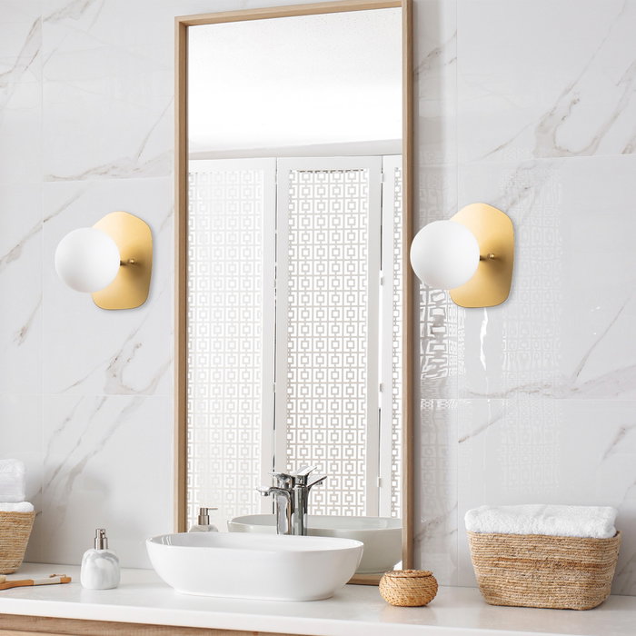 Opviq Well - 11670 Lámpara de pared dorada con tapa de cristal Opviq Well - 11670 Lámpara de pared dorada con tapa de cristal